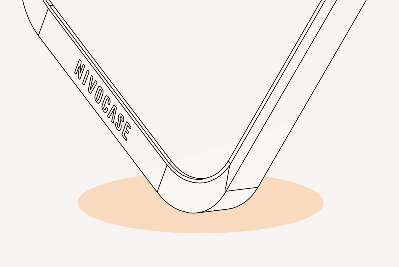 Illustration eines Smartphones in einer Hüller, das mit einer Kante auf den Boden stößt